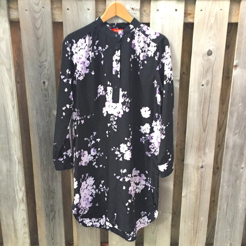 NWT Joe Fresh black & pink floral shirt dress - size S